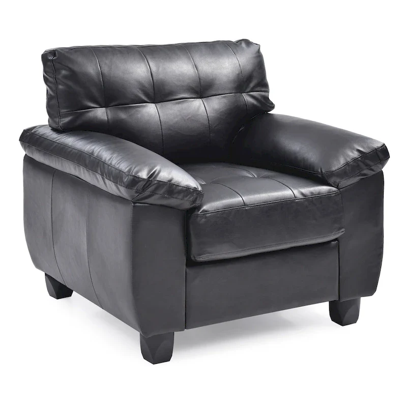 Faux Leather Tufted Accent Chair