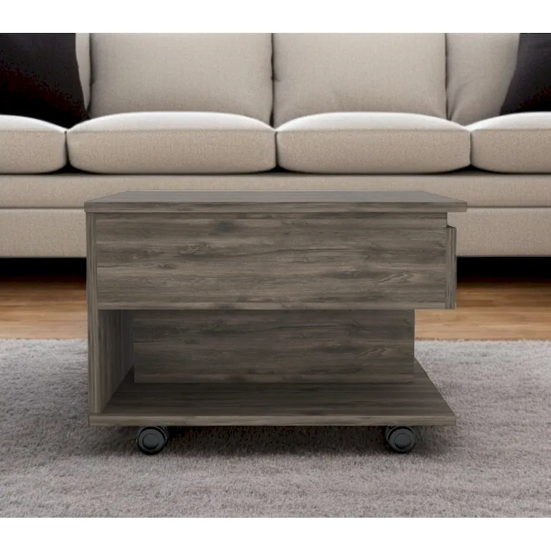 Dark Brown Lift Top Coffee Table with Drawer (15.3