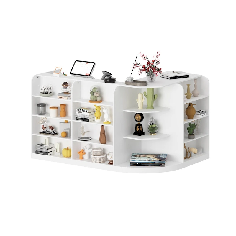 White Welcome Desk with Side Drawer and Cabinet - Reception Solution