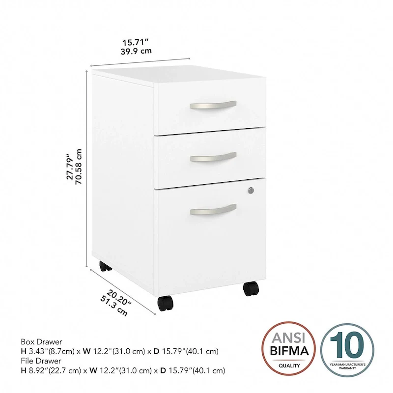 Hybrid 3 Drawer Mobile File Cabinet