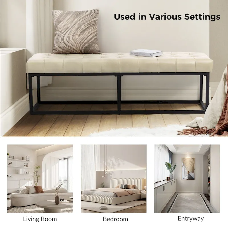 Classic Genuine Leather Bedroom Bench