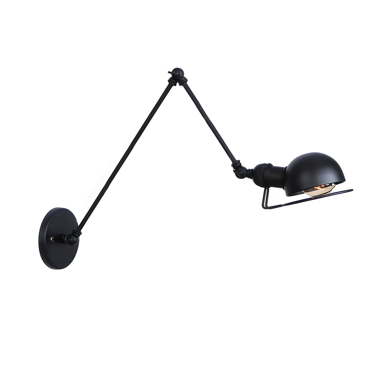 Industrial Black Adjustable Swing Arm Wall Sconce