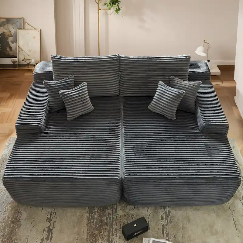 Long Plush Double Chaise Sofa