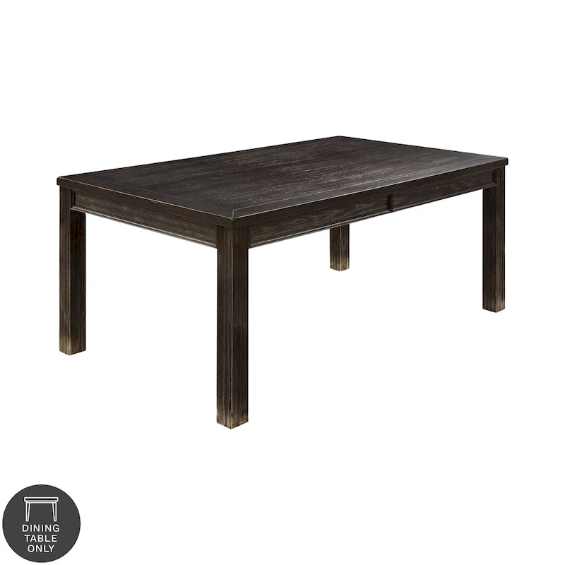 Antique Black Solid Wood Rectangular Dining Table, Seats 6–8, 2-Size Options