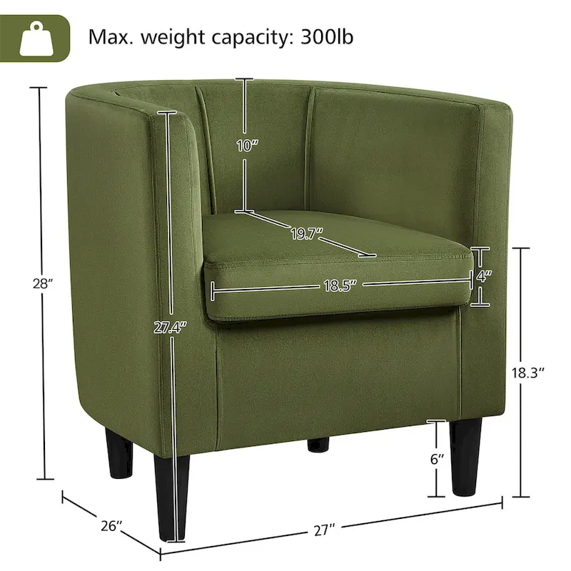 Modern Barrel-shaped Chair Upholstered Velvet Club Chair