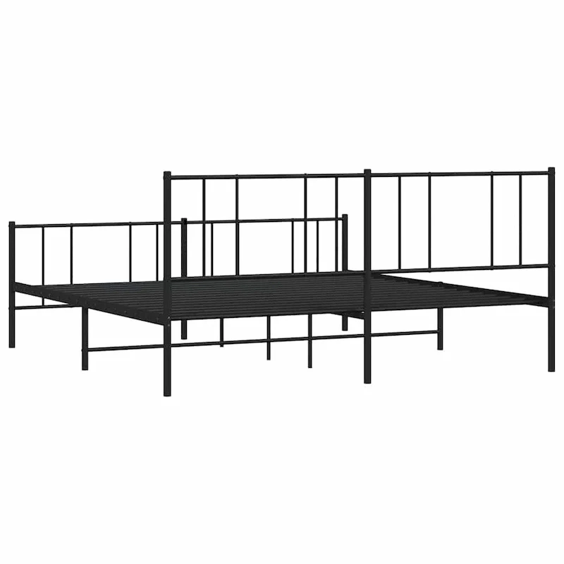 vidaXL Metal Bed Frame with Headboard, No Mattress