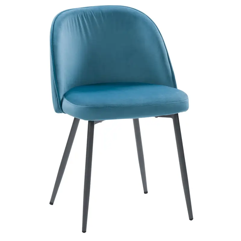 Blue / Teal / Beige Velvet Upholstered Dining Chair – Single Seat