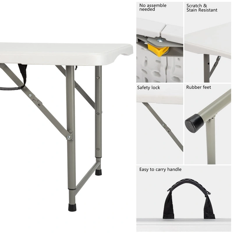 4 ft. Plastic Adjustable Height Folding Table
