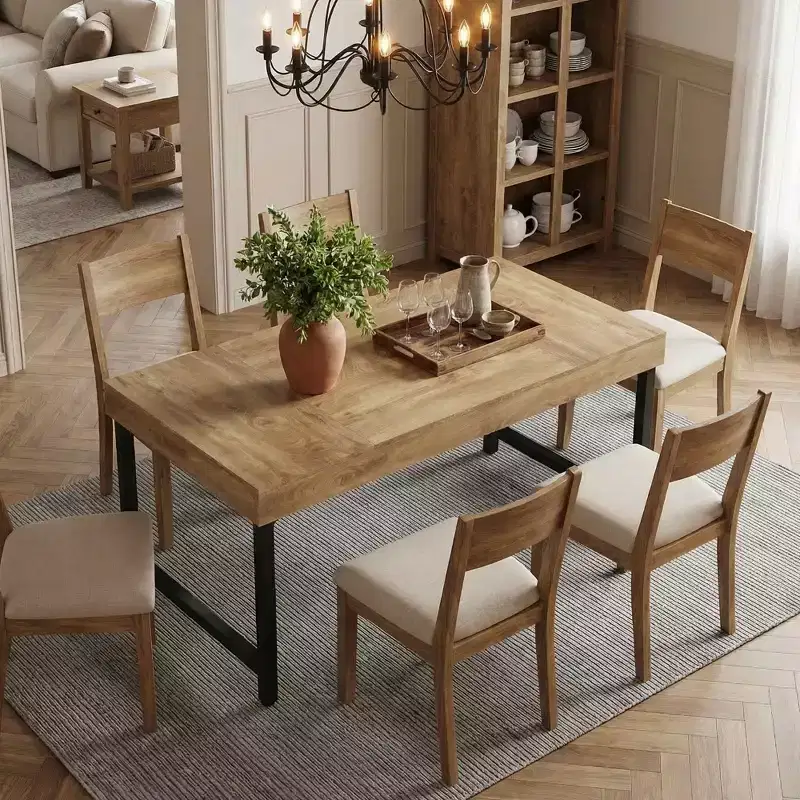 MAYEERTY 55 Rustic 4-6 Person Dining Table, Multi-Use Modern Kitchen & Office Desk