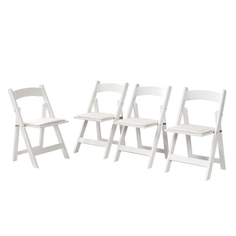 Upholstered Folding Chair,Space Saving, Easy To Carry, ,4PCS,Beige cushion/white shelf,Dining room