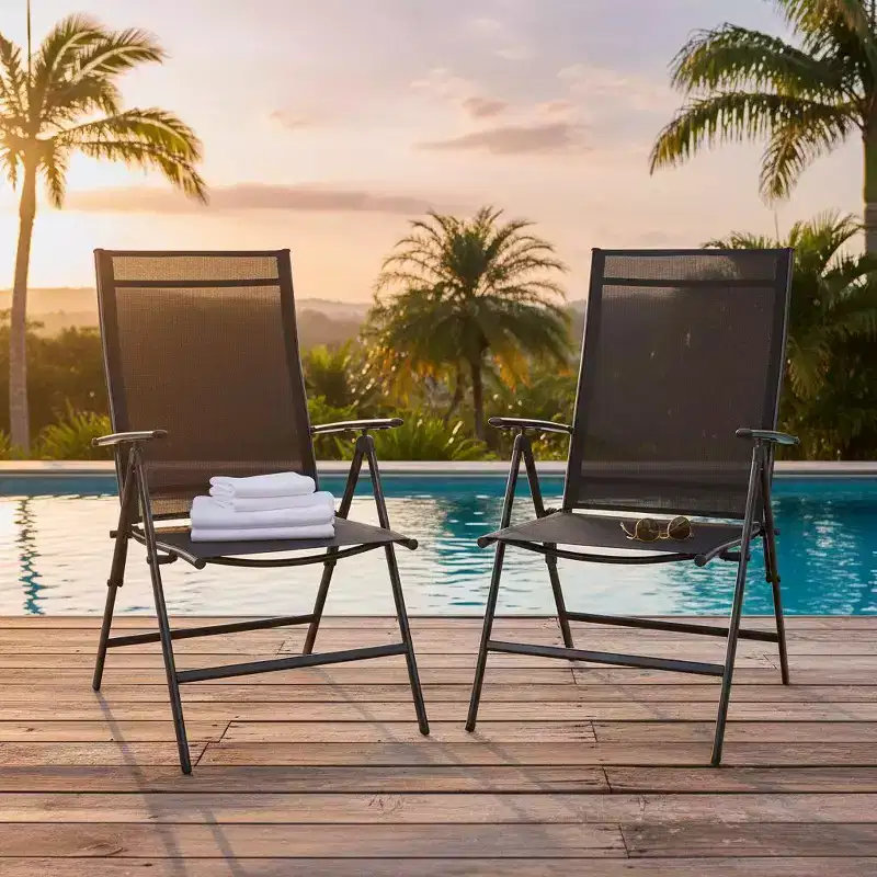 Gymax 2PC/4PC Portable Folding Patio Reclining Dining Chair with Adjustable Positions for Camping