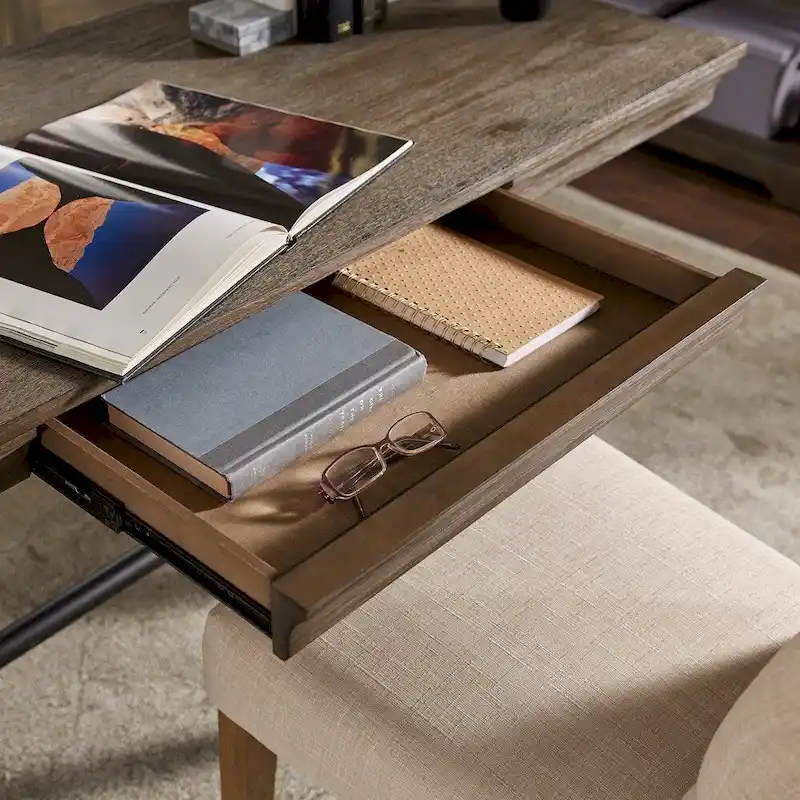 Gannon Wire Brushed Wood Oak Finish 1-Drawer Writing Desk by iNSPIRE Q Artisan