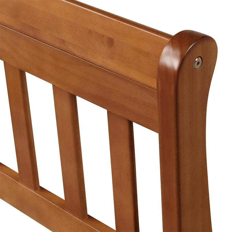 Wood Twin Sleigh Bed with Headboard and Footboard