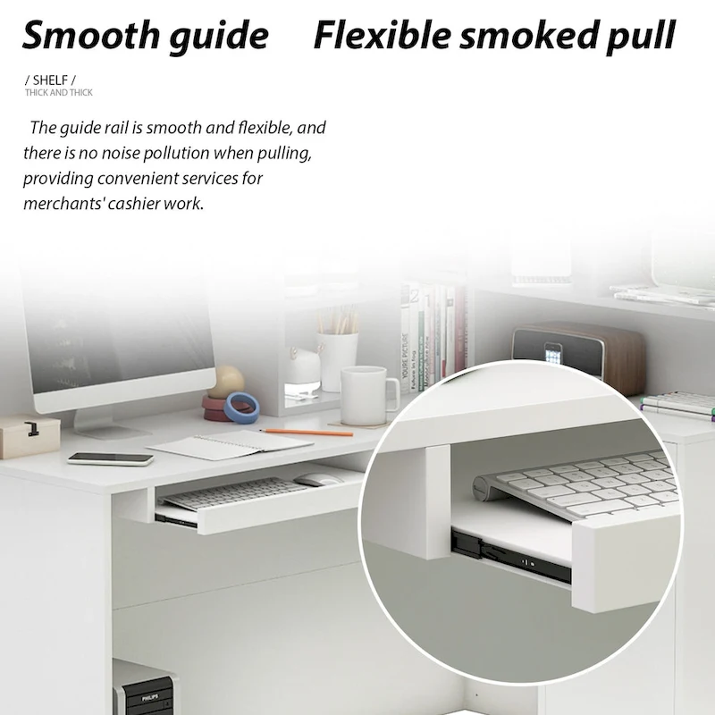 Modern Reception Desk L-Shaped White Front Counter Table by Timechee