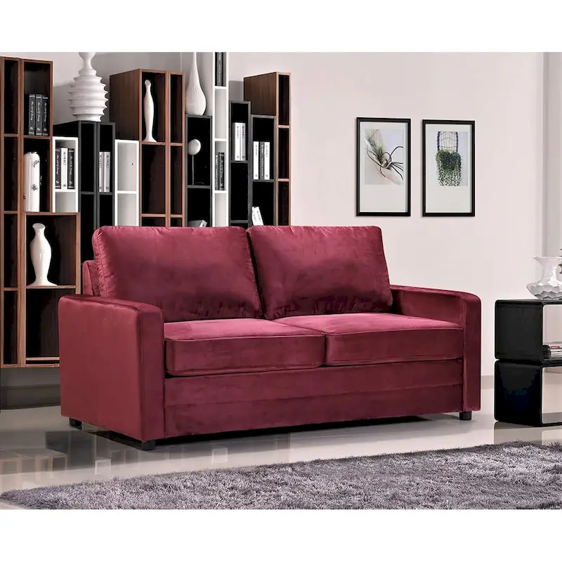 Velvet 70 Inch Square Arms Sofa Bed