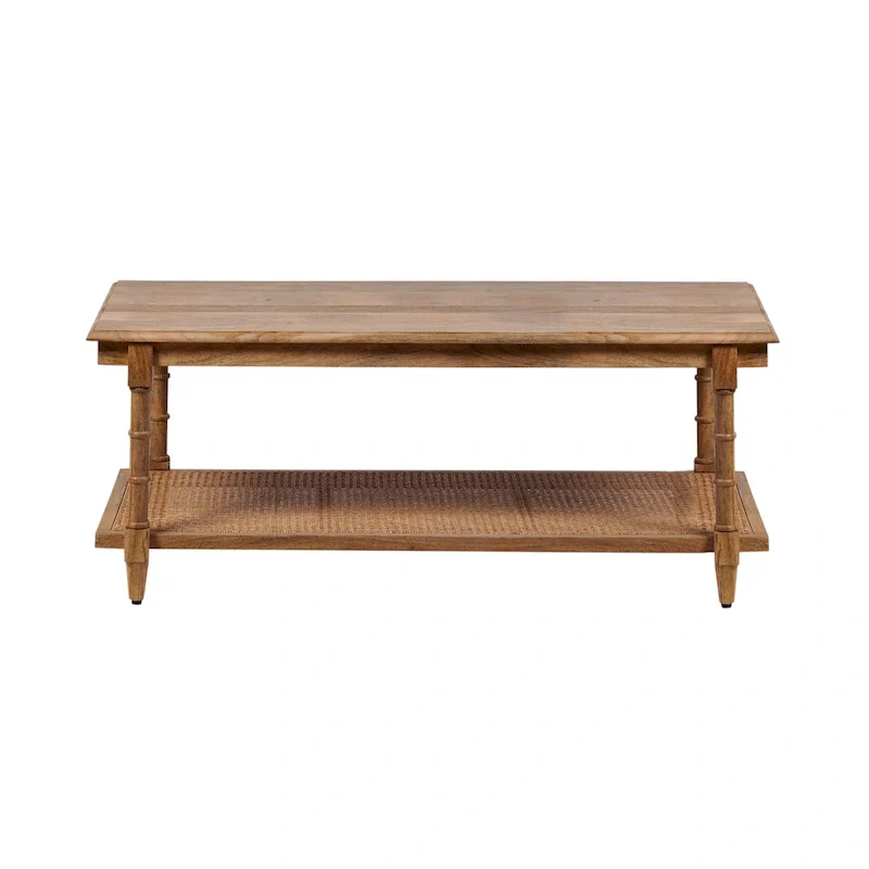 Carolina Living Chesterfield Wood & Cane Coffee Table - Whitewash