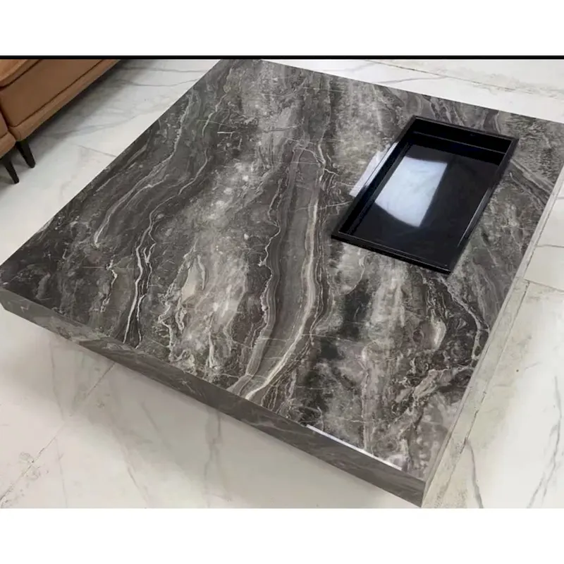 Light Luxury Sintered Stone Square Coffee Table