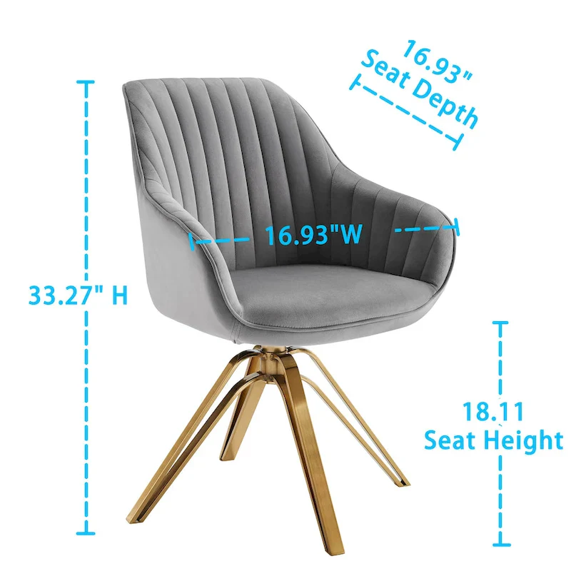 Art Leon Classical Velvet Swivel Office Accent Chair with Golden Legs