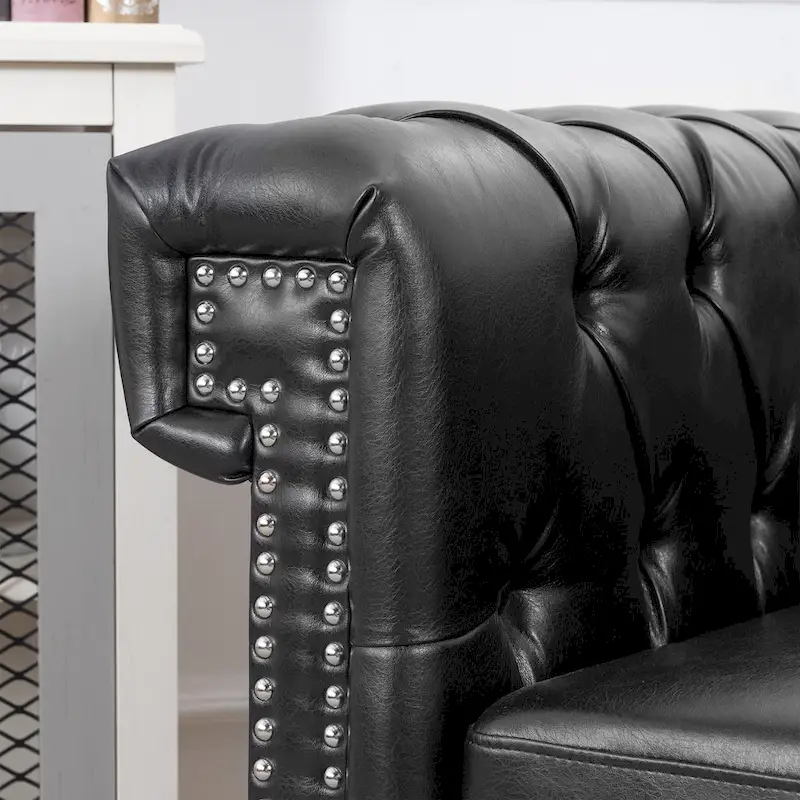 Black Modern 39 Tufted Accent Chair with Nailheads