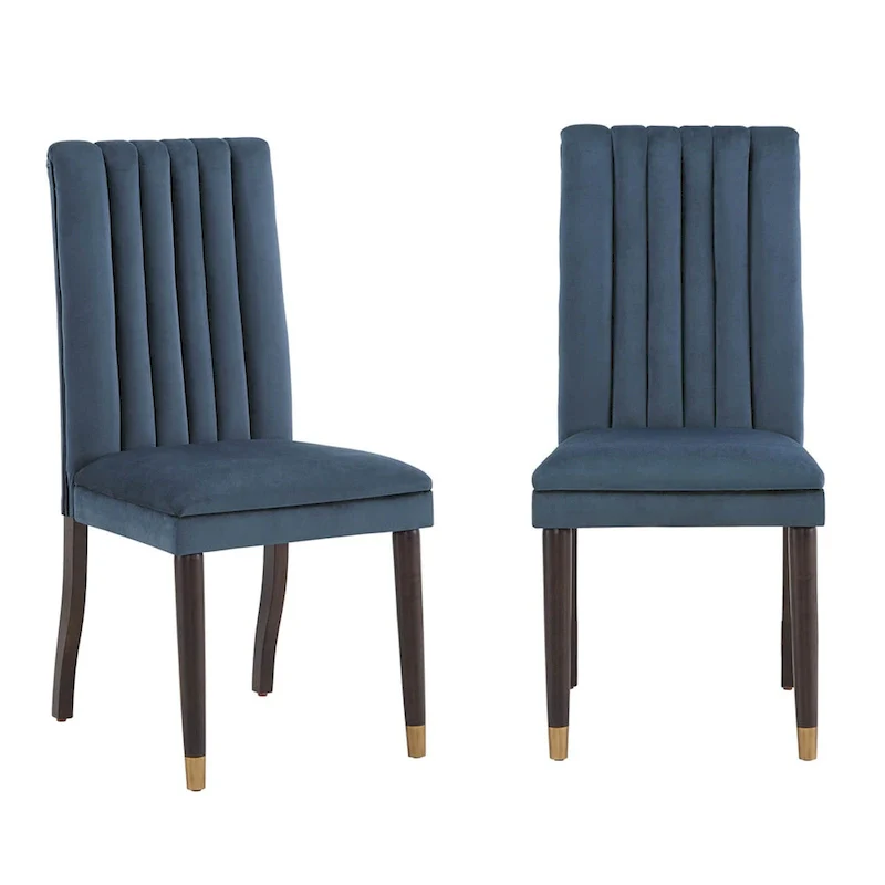Velvet Channel Back Dining Chairs Set of 2 - Upholstered