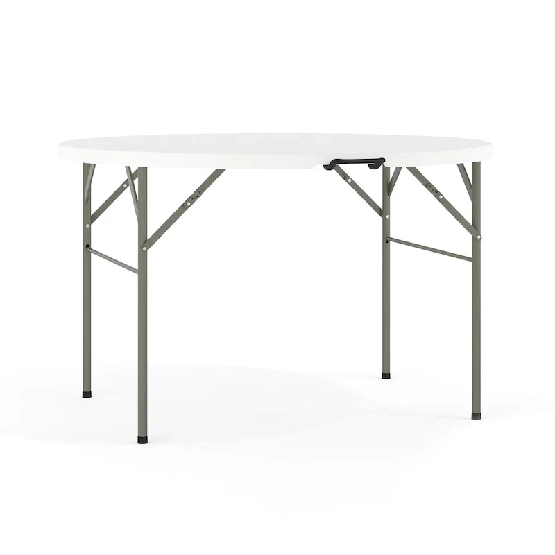 4-Foot Round Bi-Fold Plastic Event Folding Table with Handle