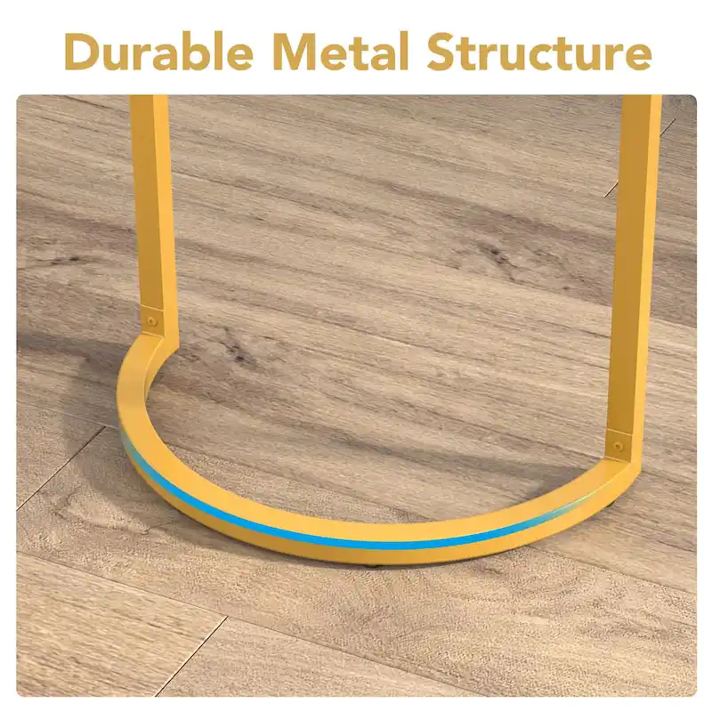 Half Round End Table, Narrow Side Table Slim C Table with Metal Frame
