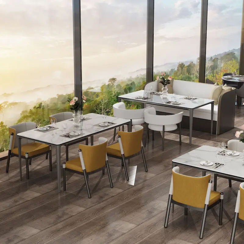 Luxurious Italian Marble Dining Table Sintered Stone Top Rectangular - 61.81x11.42x11.81 inch