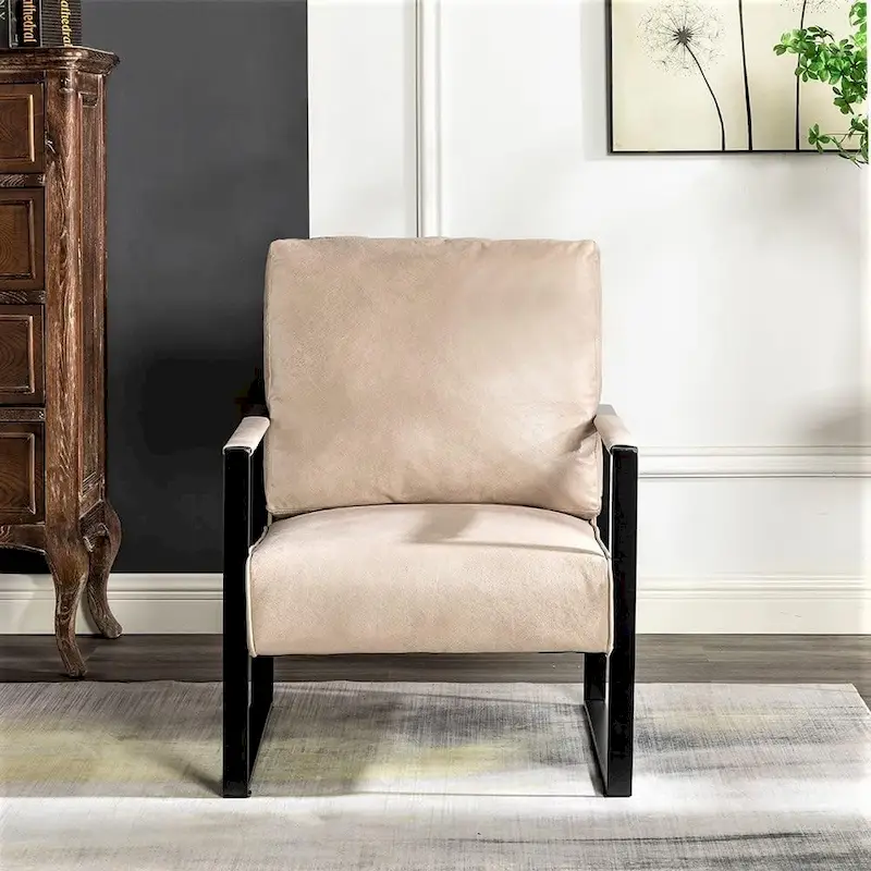 Microfiber Upholstery Metal Arms Chair