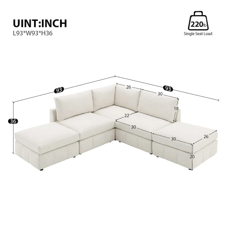 93Modern Sectional Sofa with Vertical Stripes