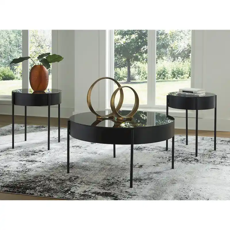 Signature Design by Ashley Ardoline Black Occasional Table Set (Set of 3) - 36 W x 36 D x 18.25 H
