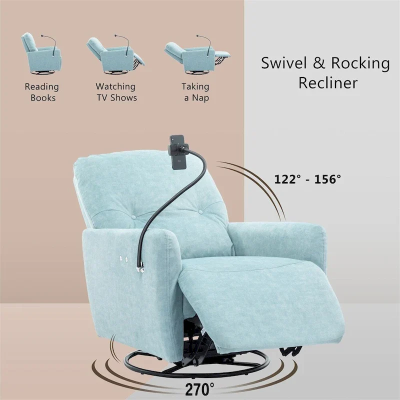 270 Degree Swivel Electric Recliner with a Phone Holder