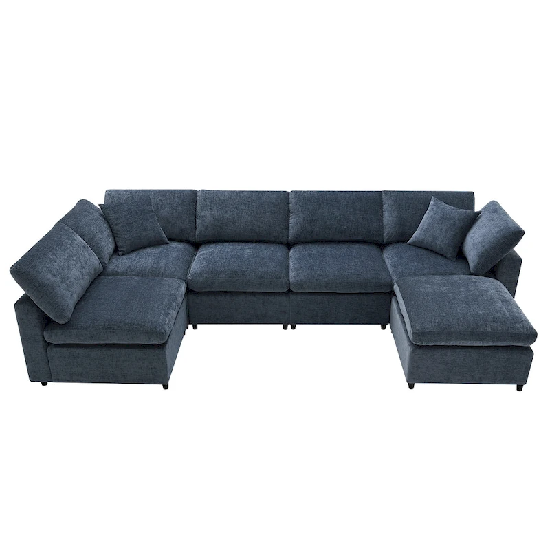 U Shaped Modular Cloud Sofa with Ottoman, Convertible Sleeper Sofa