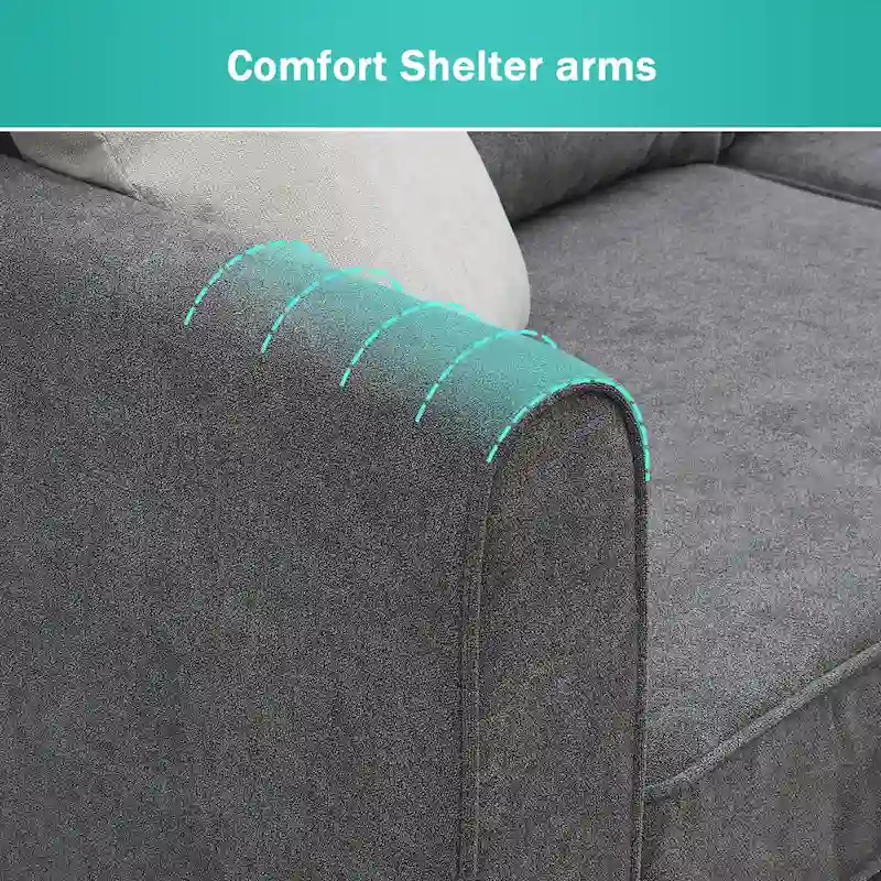 91-inch Modern L-shaped Upholstered Sectional Sofa with Three Pillows - 91W x 91D x 33.5H