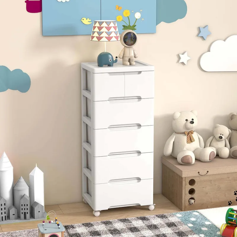 Costway 1 PCS 6-Drawer Plastic Rolling Storage Cart with 4 Universal - See Details