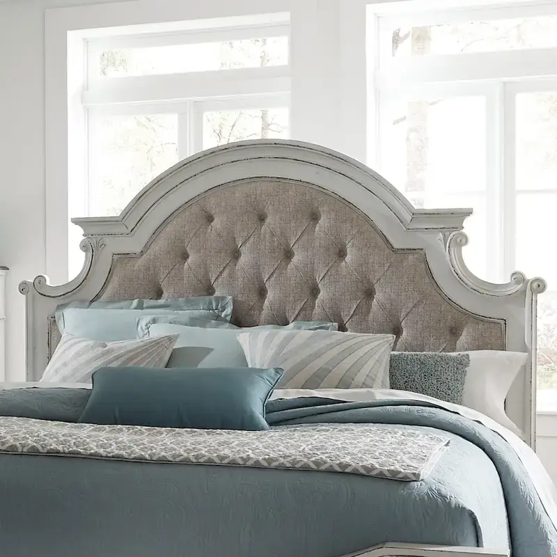 Queen Upholstered Headboard - Antique White or Weathered Bisque