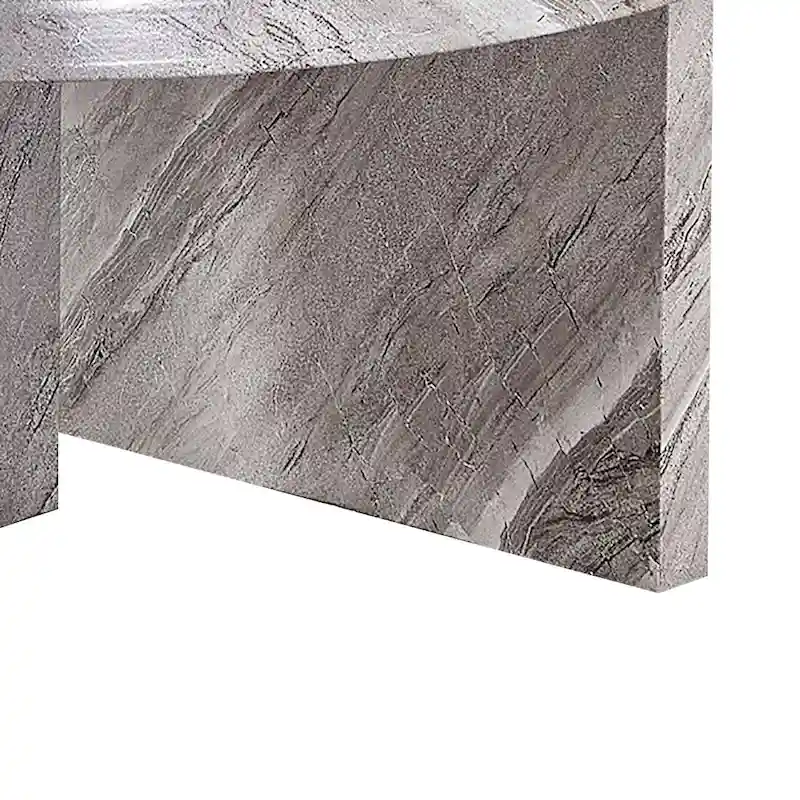 Modern Stylish Wooden Round Coffee Table with Imitation Marble Veneer Surface