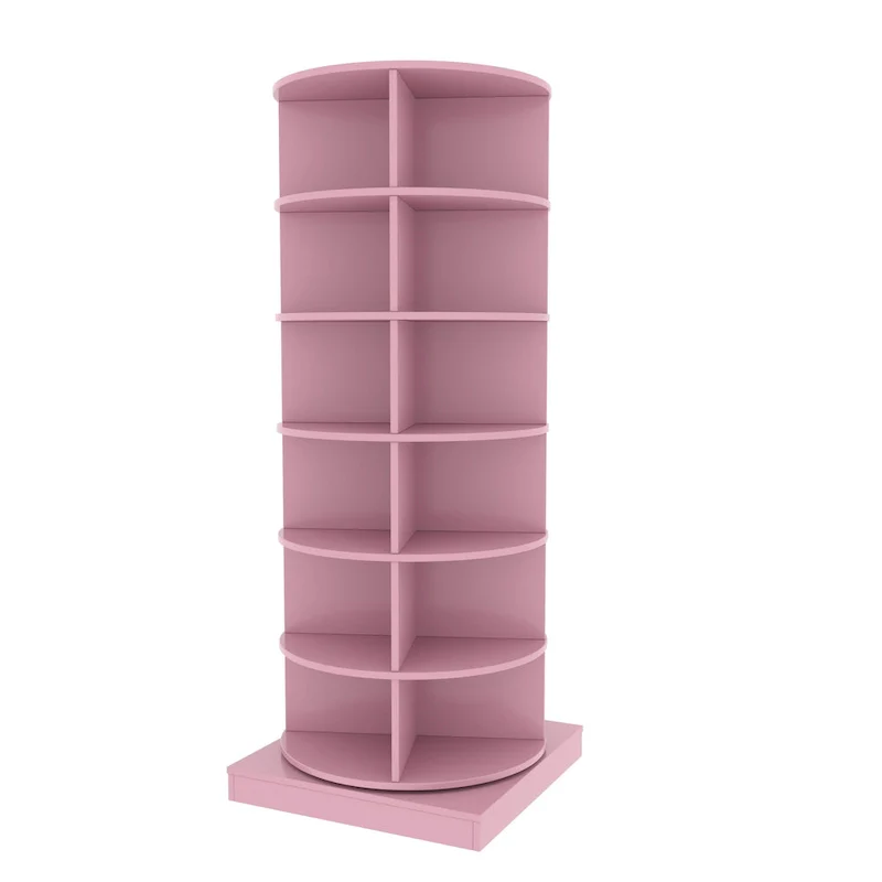 Pink 360° Rotating Shoe Cabinet – 6-Layer, Holds 24 Pairs