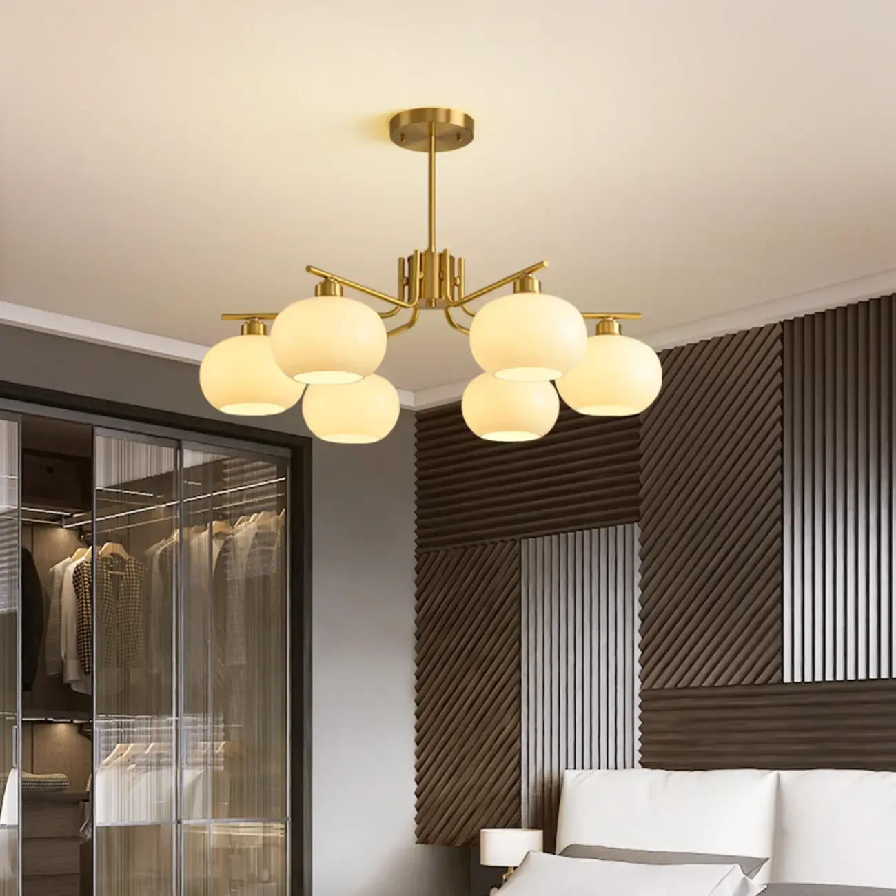 Modern Glass Globe Chandelier Adjustable Hanging Length