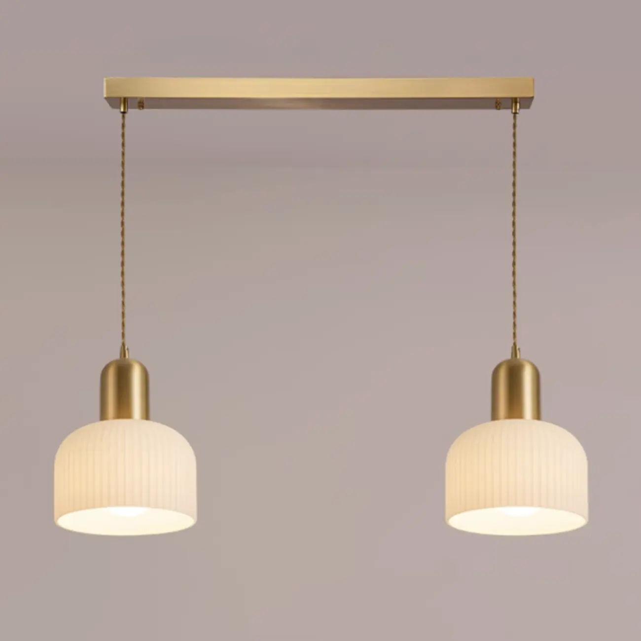 Modern Gold White Cylinder Glass Island Light