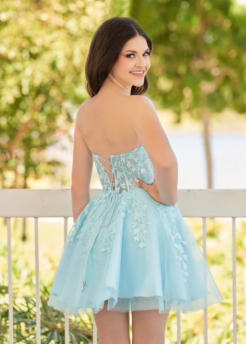 A-Line Tulle Lace Homecoming Dress with Appliques