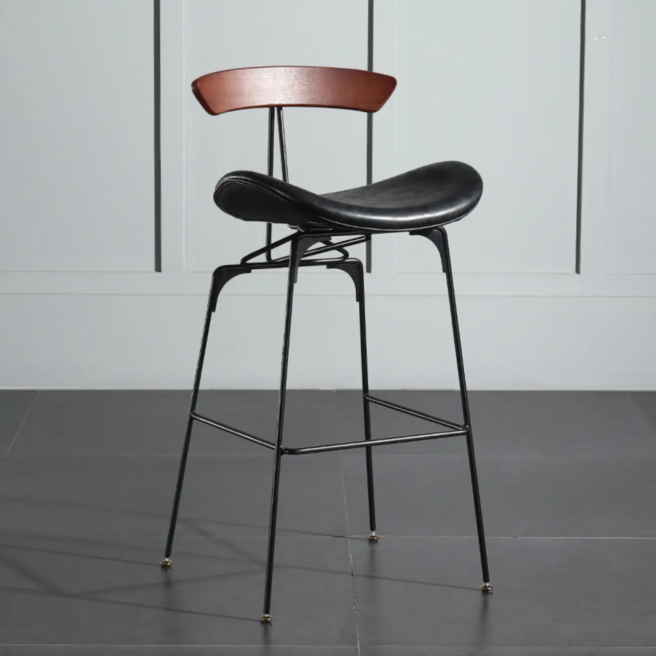 Modern Saddle Genuine Leather Low Back Bar Stool