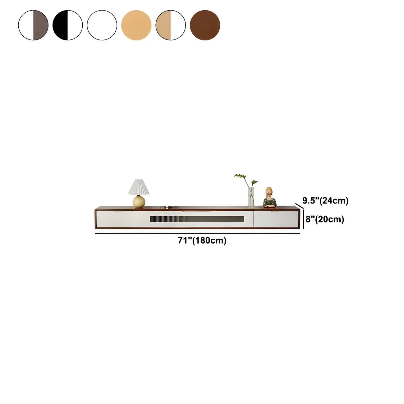 Rubberwood Wall Mount TV Stand Entertainment Center