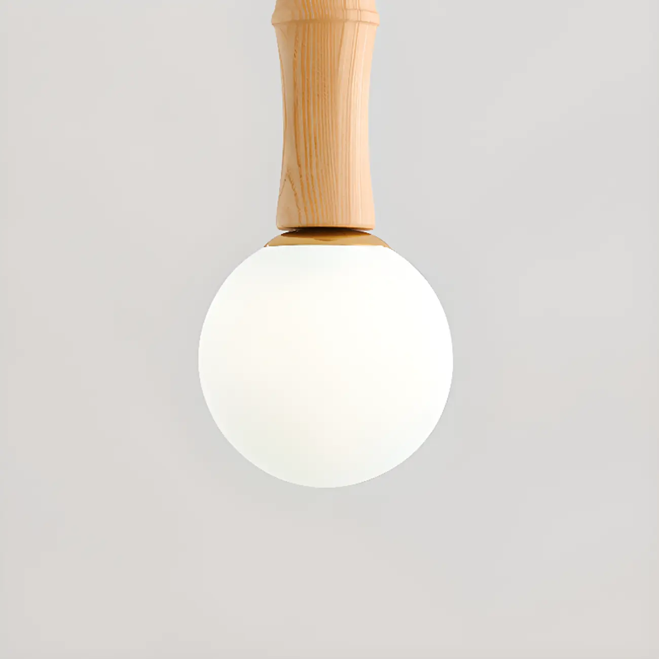 Adjustable Wood & Glass Globe Hanging Pendant Light Fixture