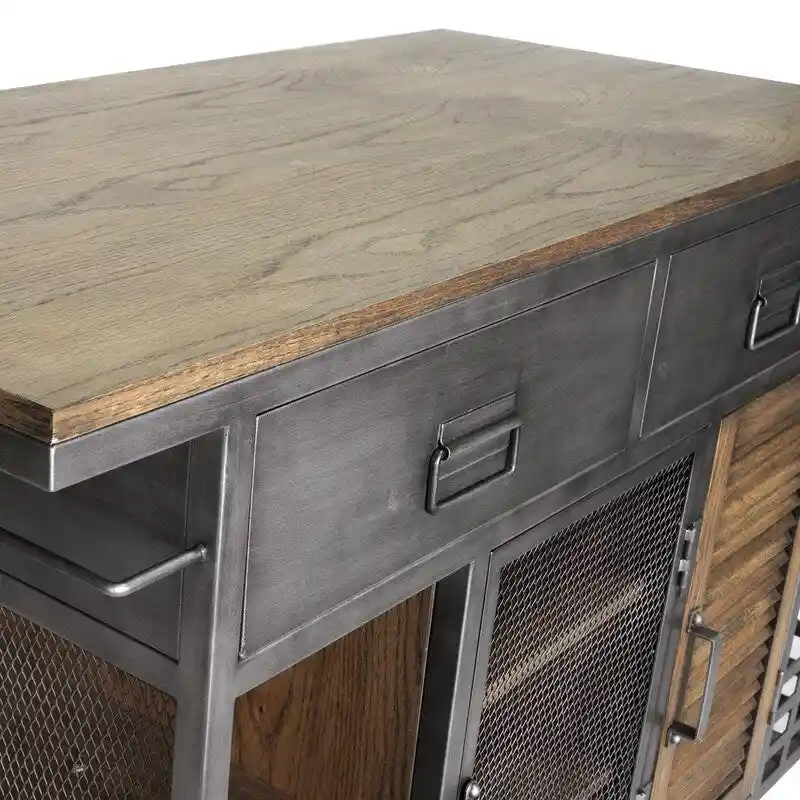Jaxon Kitchen Island Antiqued Steel - N/A