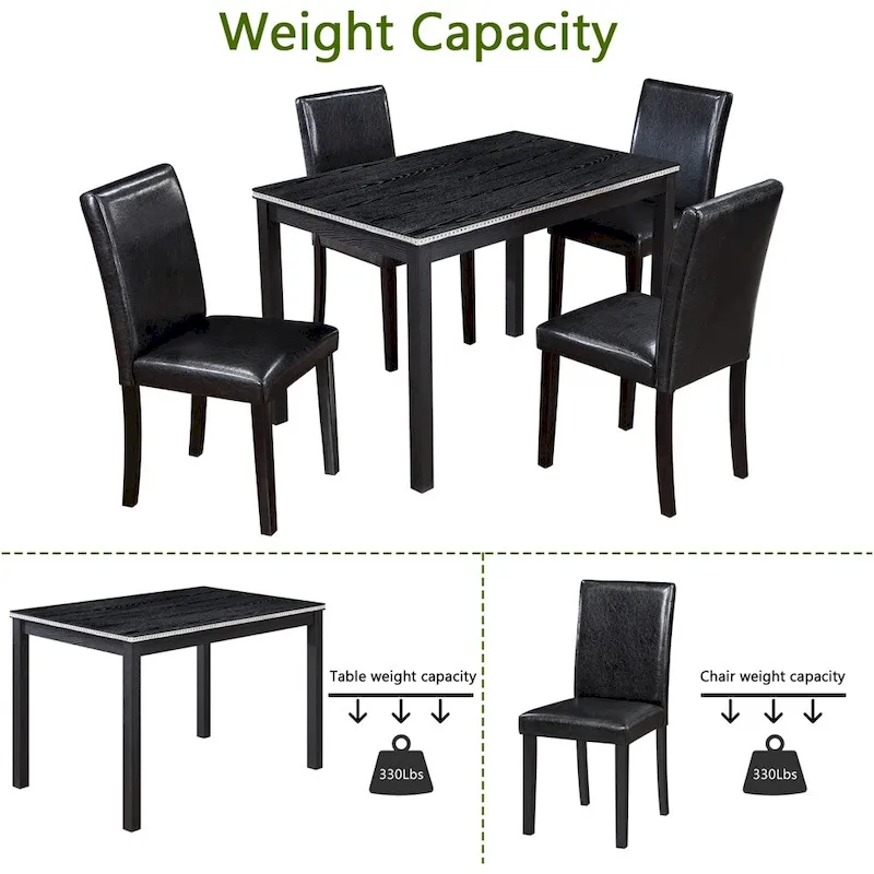 5-piece Wood Dining Counter Height Table and Chair Set