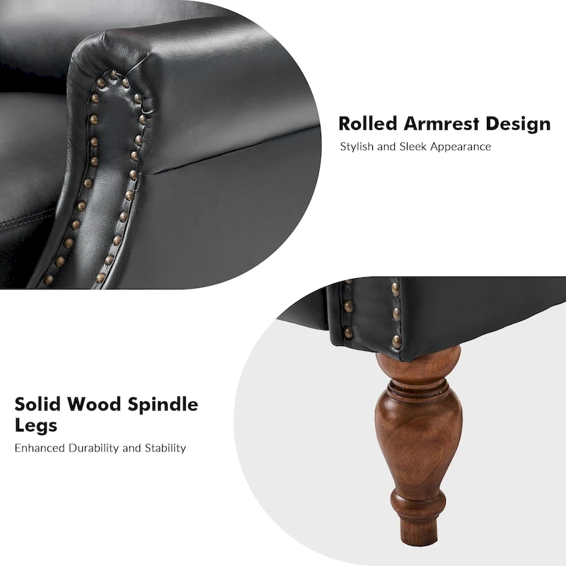 Terri Traditional Vegan Leather Manual Push Back Recliner by HULALA HOME