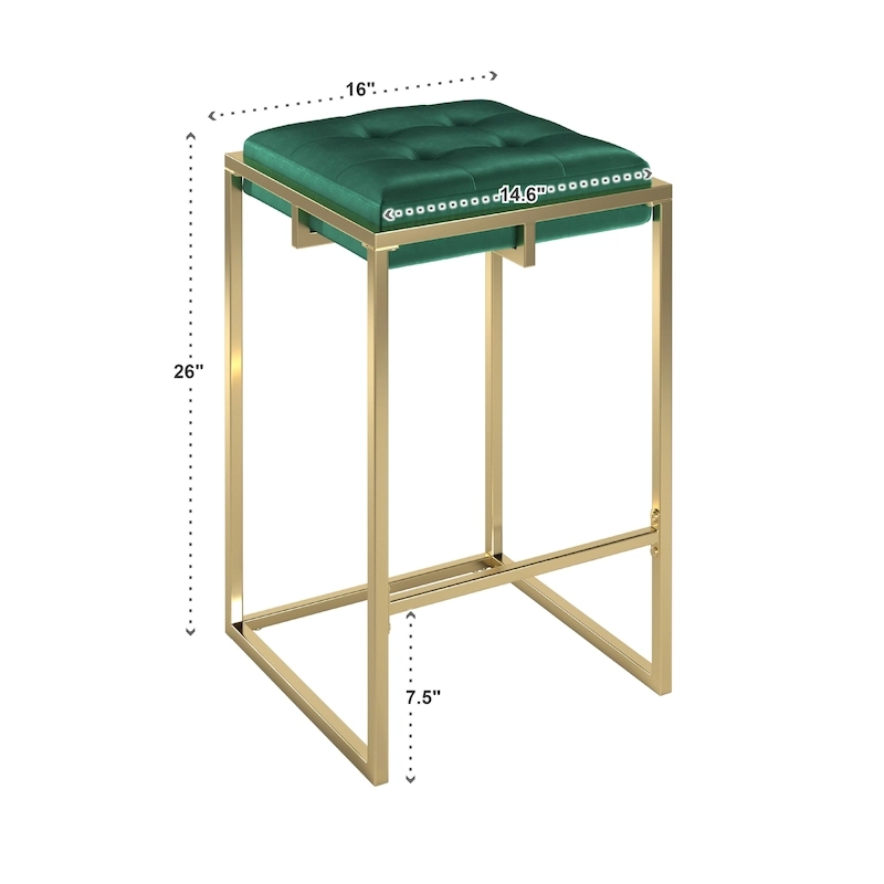 Perdita Gold Finish Velvet Button Tufted Bar Stools (Set of 2) by iNSPIRE Q Bold