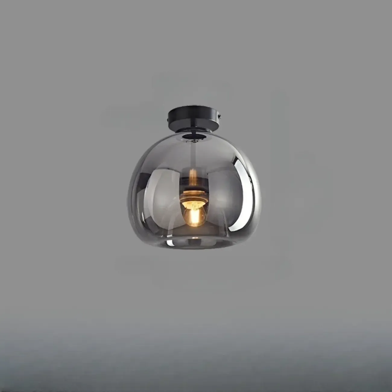 Modern Mini Clear Smoke Glass Dome Semi Flush Ceiling Light
