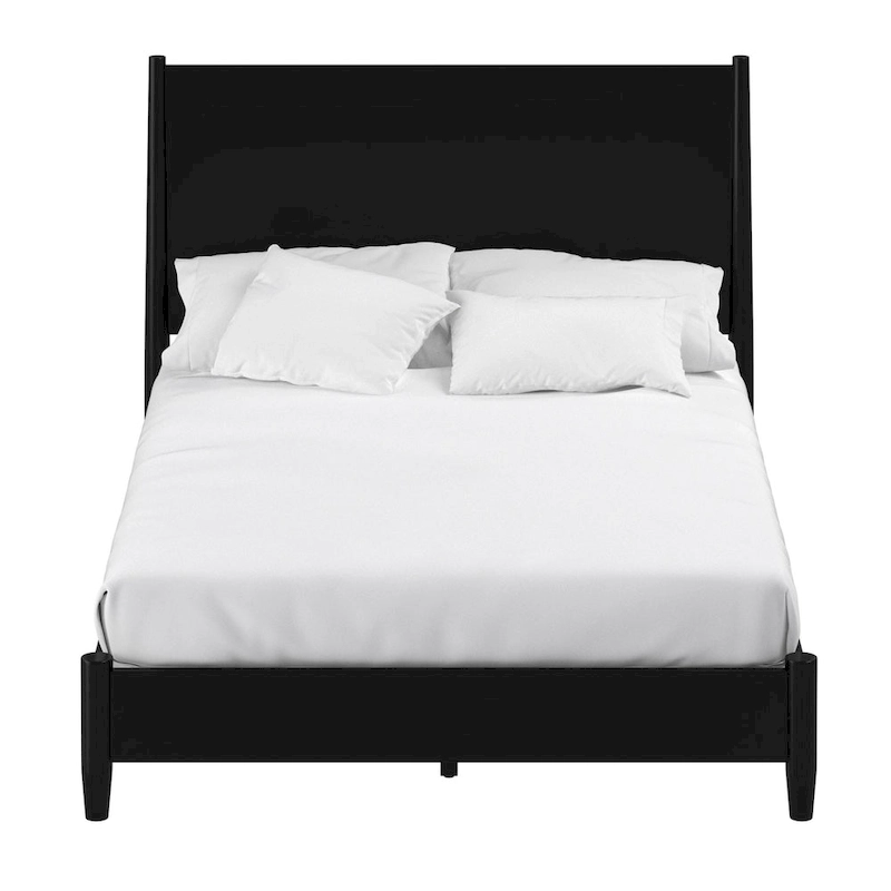Alpine Furniture Flynn Mid Century Modern Panel Bed, Black