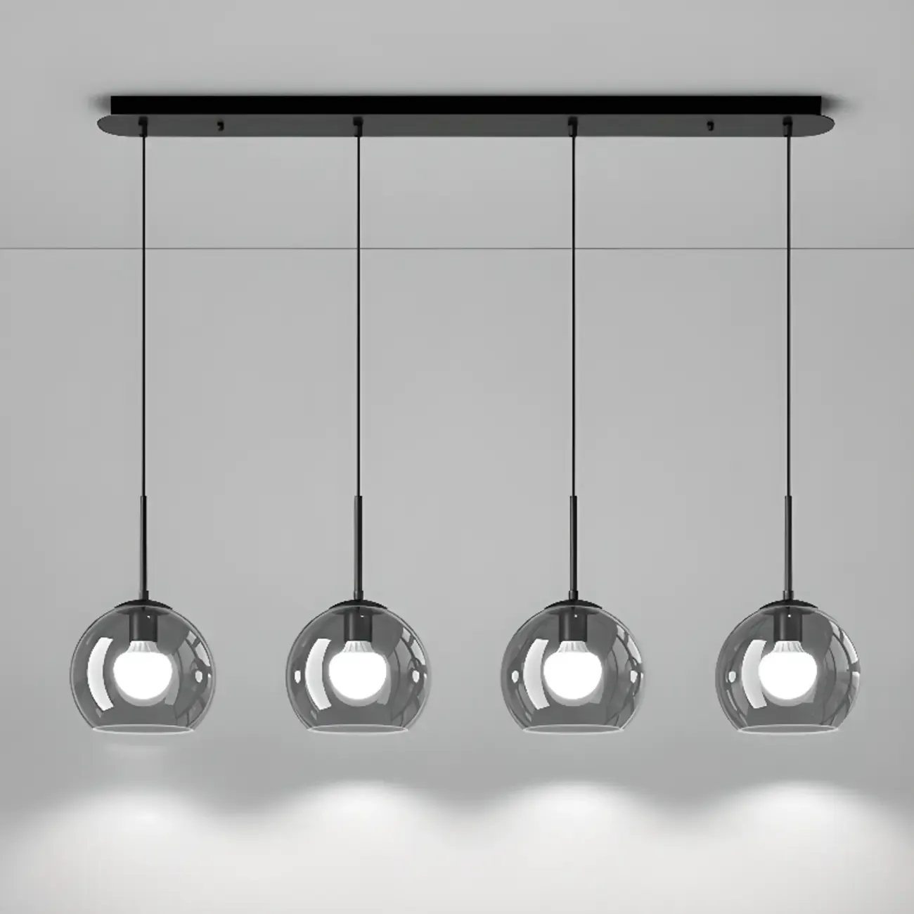 Modern 3-Light Glass Kitchen Pendant Light Adjustable Height